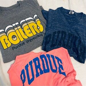 Purdue University Authentic Merch Bundle 3 Small Shirts V-neck T-shirt & Tank